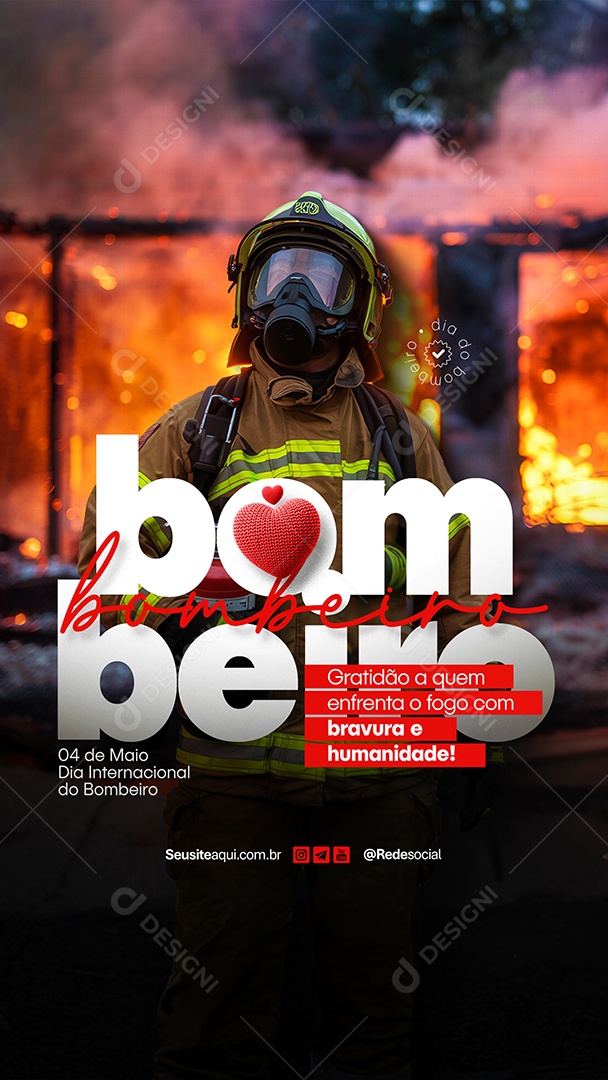 Story Dia Internacional Do Bombeiro 4 De Maio Parabéns Social Media PSD Editável