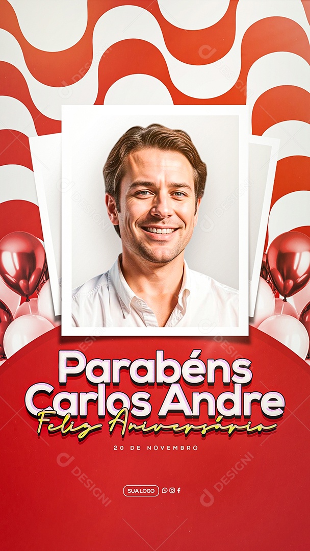 Story Feliz Aniversário Parabéns Carlos André Social Media PSD Editável