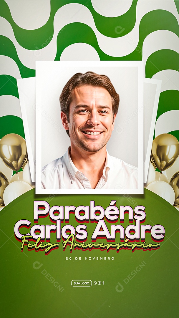 Story Feliz Aniversário Parabéns Carlos André Social Media PSD Editável