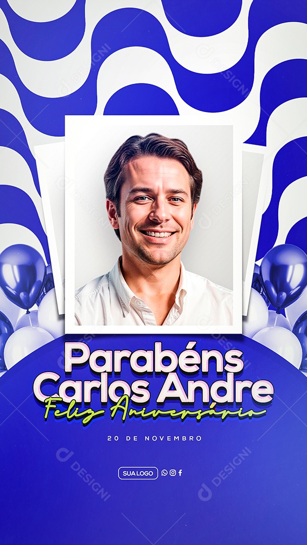 Story Feliz Aniversário Parabéns Carlos André Social Media PSD Editável