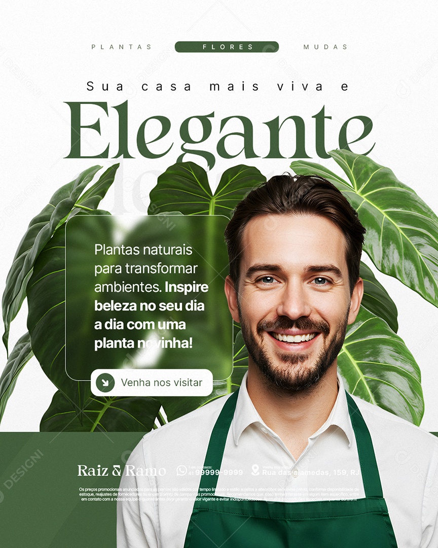 Floricultura Sua Casa Mais VIva e Elegante Social Media PSD Editável