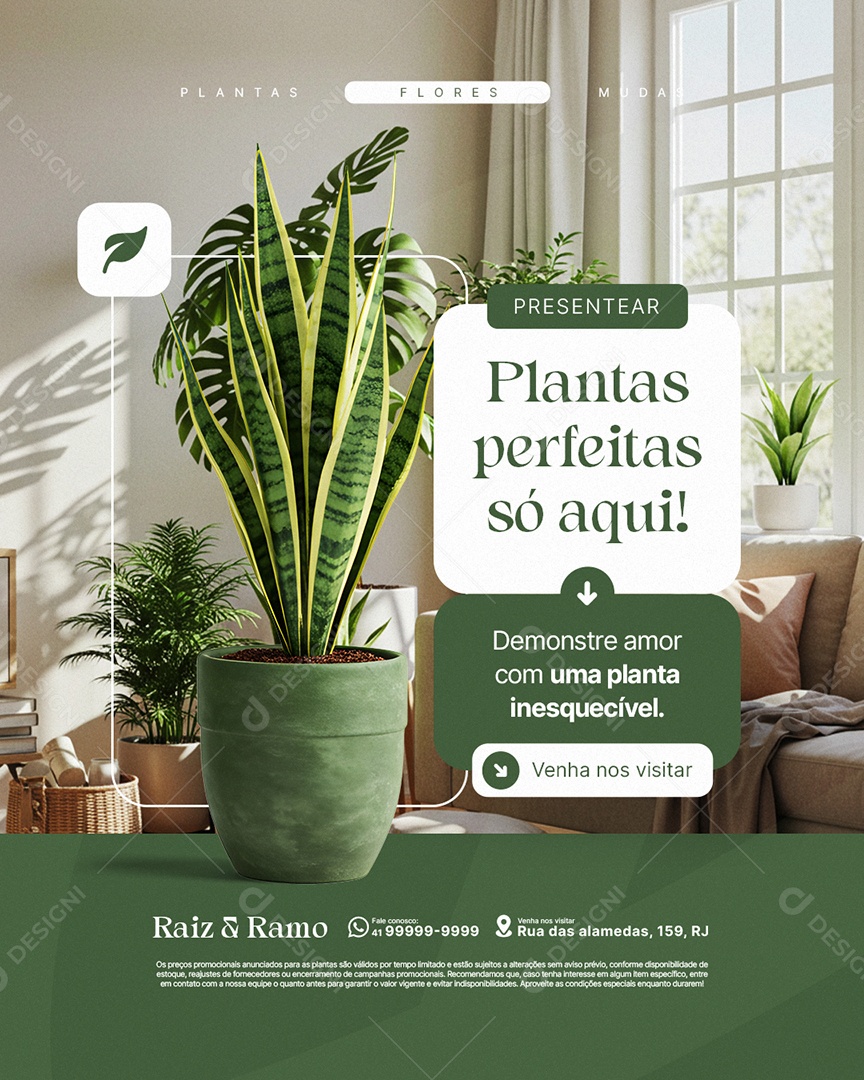 Floricultura Presentear Plantas Perfeitas Só Aqui Social Media PSD Editável