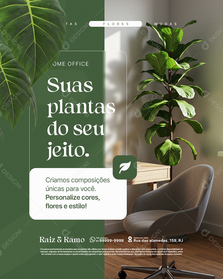 Floricultura Suas Plantas do Seu Jeito Social Media PSD Editável
