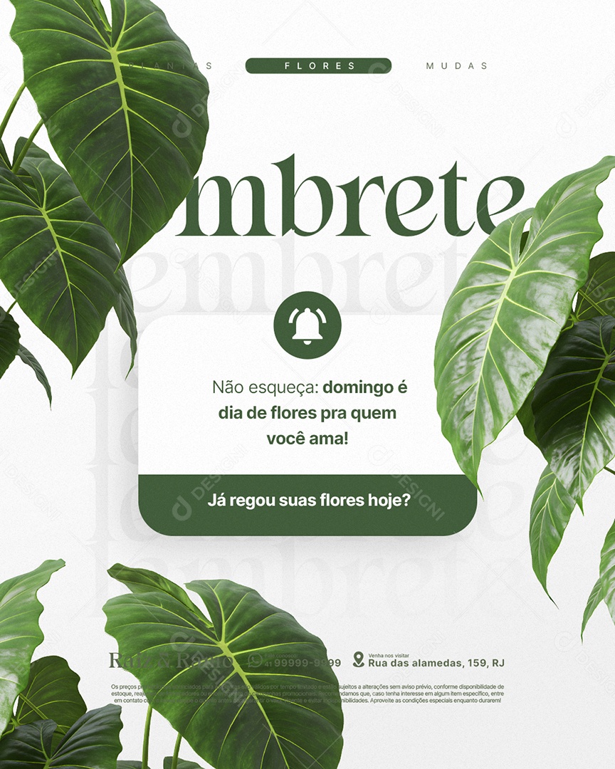 Floricultura Lembrete Já Regou suas Flores Hoje Social Media PSD Editável