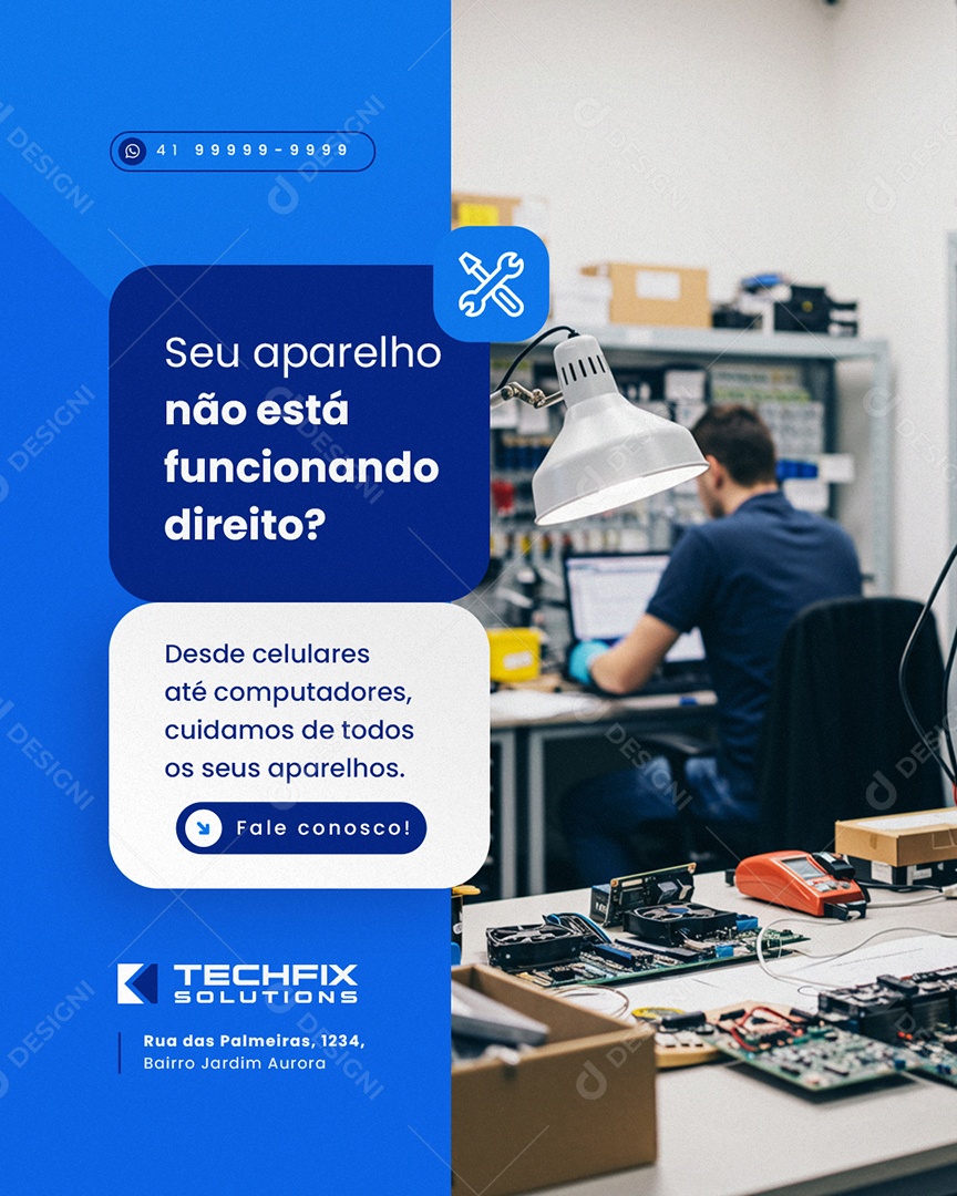 Manutenção Seu Aparelho Não Está Funcionando Direito Social Media PSD Editável