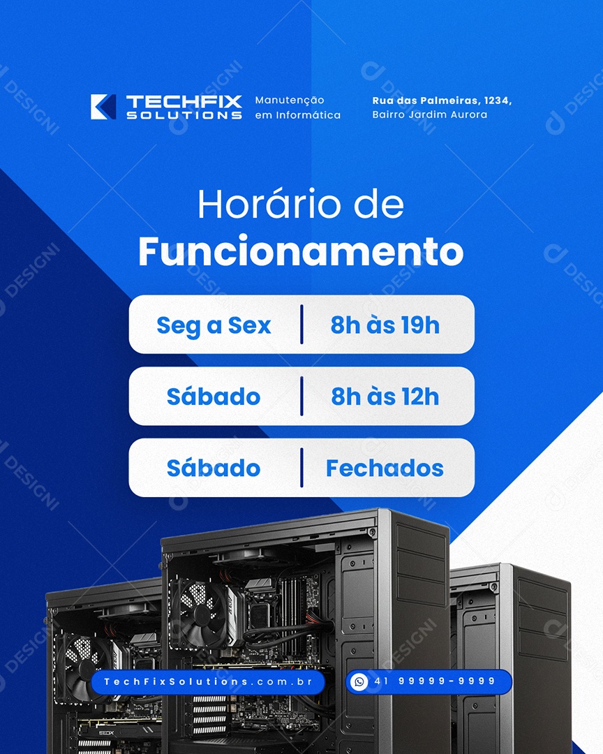 Manutenção Horário de Funcionamento Social Media PSD Editável