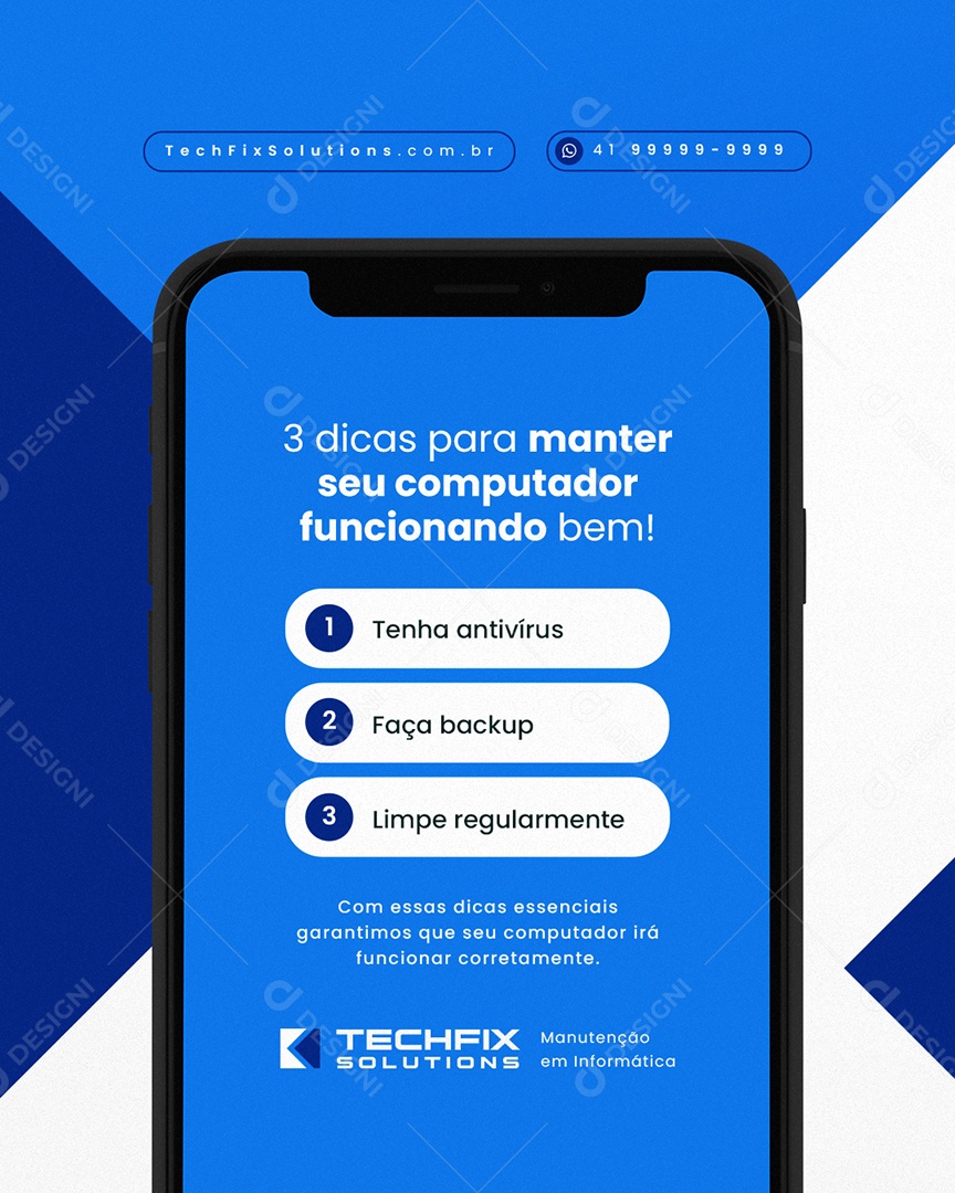 Manutenção Três Dicas para Manter seu Computador Social Media PSD Editável