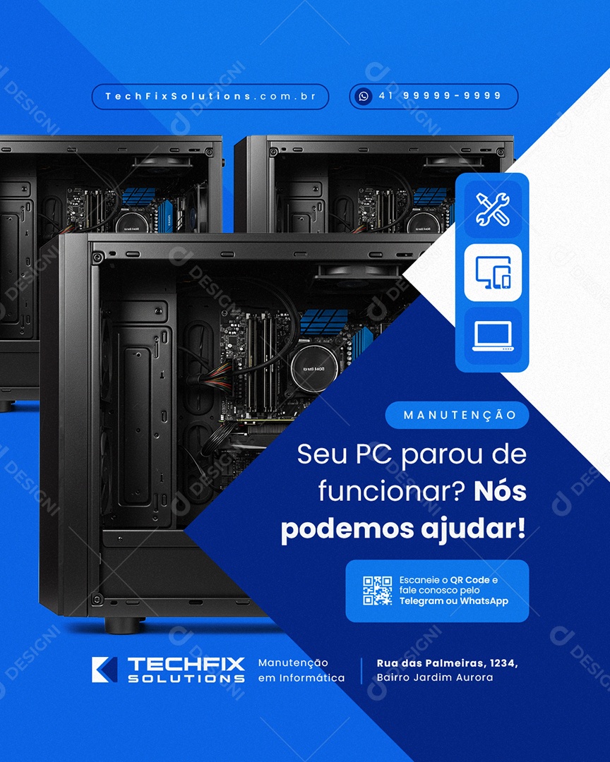 Manutenção Seu PC Parou de Funcionar Social Media PSD Editável