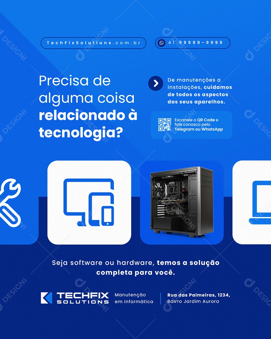 Manutenção Precisa de Alguma Coisa Relacionada a Tecnologia Social Media PSD Editável