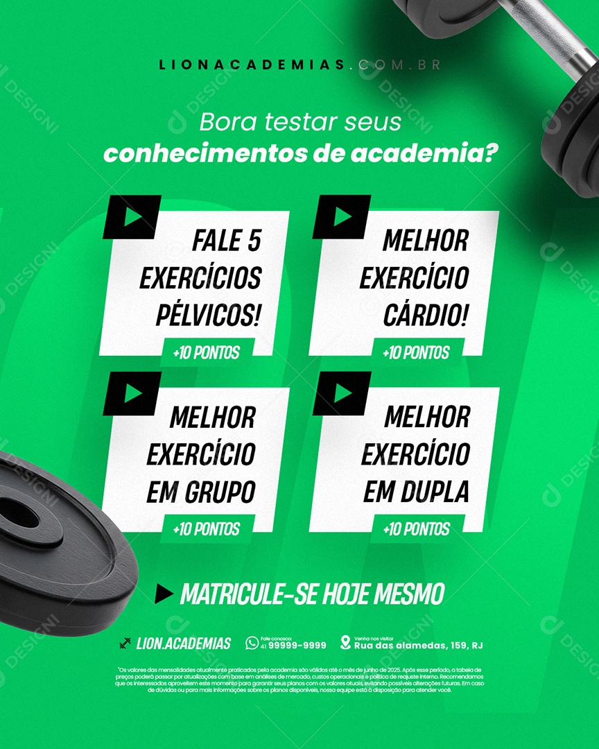 Bora Testar seus Conhecimentos de Academia Social Media PSD Editável