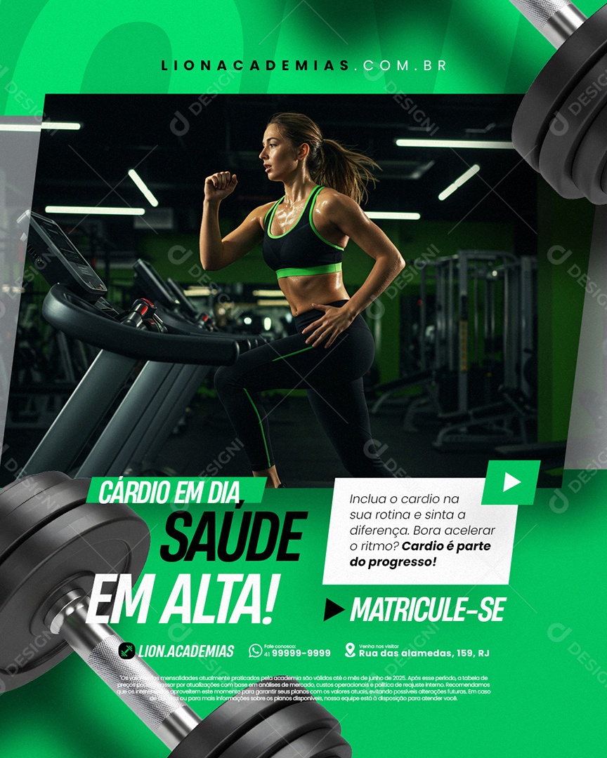 Academia Cárdio em Dia Saúde em Alta Social Media PSD Editável