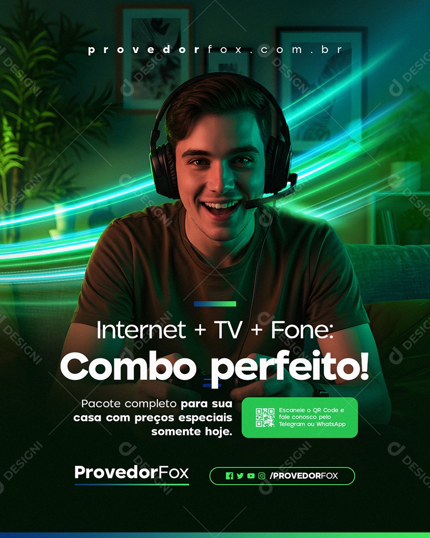 Provedor Internet TV Fone Social Media PSD Editável