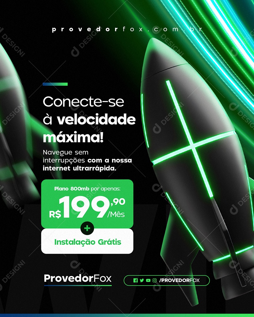 Provedor Conecte-Se à Velocidade Máxima Social Media PSD Editável