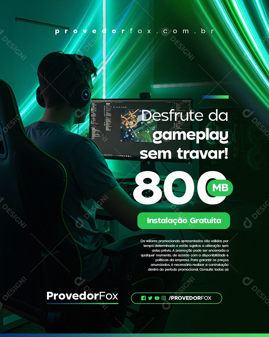 Provedor Desfrute da Gameplay Sem Travar Social Media PSD Editável