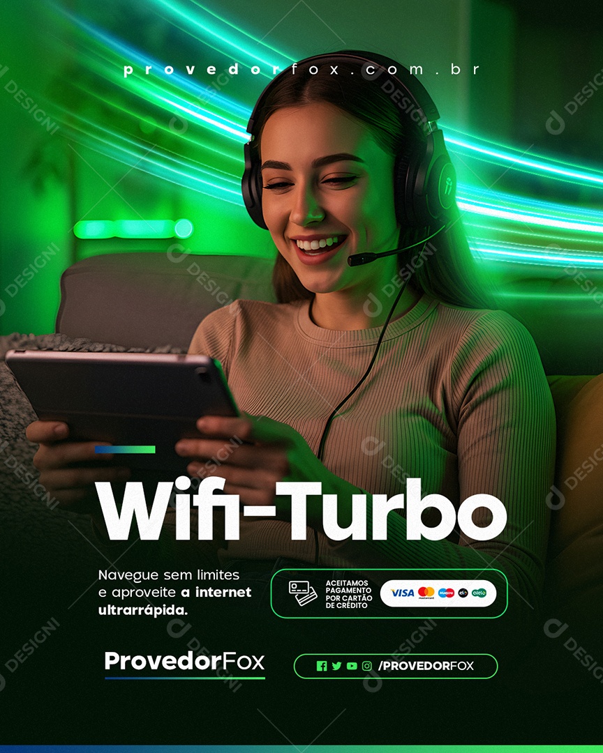 Provedor Wifi Turbo Social Media PSD Editável