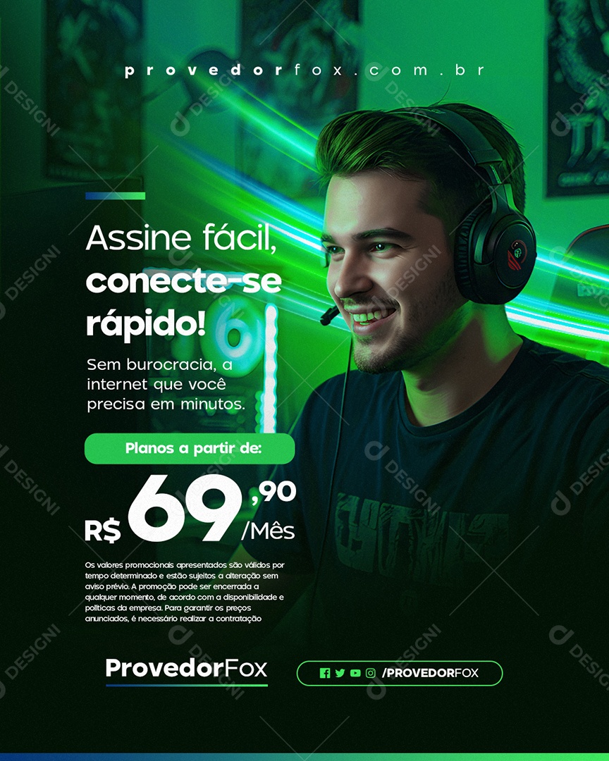 Provedor Assine Fácil Conecte-Se Rápido Social Media PSD Editável