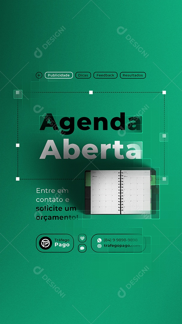 Story Marketing Digital Agenda Aberta Social Media PSD Editável