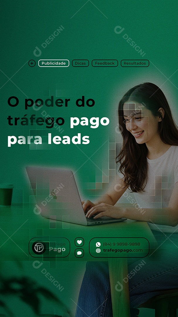 Story Marketing Digital O Poder do Tráfego O Pago Para Leads Social Media PSD Editável