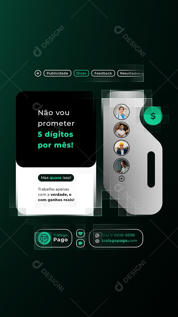 Story Marketing Digital Não Vou Prometer 5 Dígitos Por Mês Social Media PSD Editável