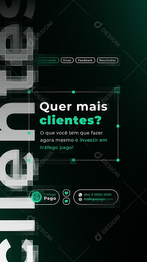 Story Marketing Digital Quer Mais Clientes Social Media PSD Editável