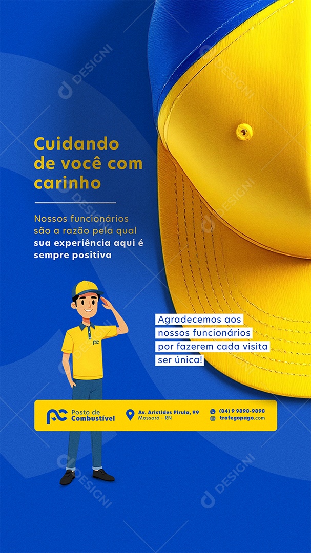 Story Posto de Combustivel Cuidando de Você Com Carinho Social Media PSD Editável