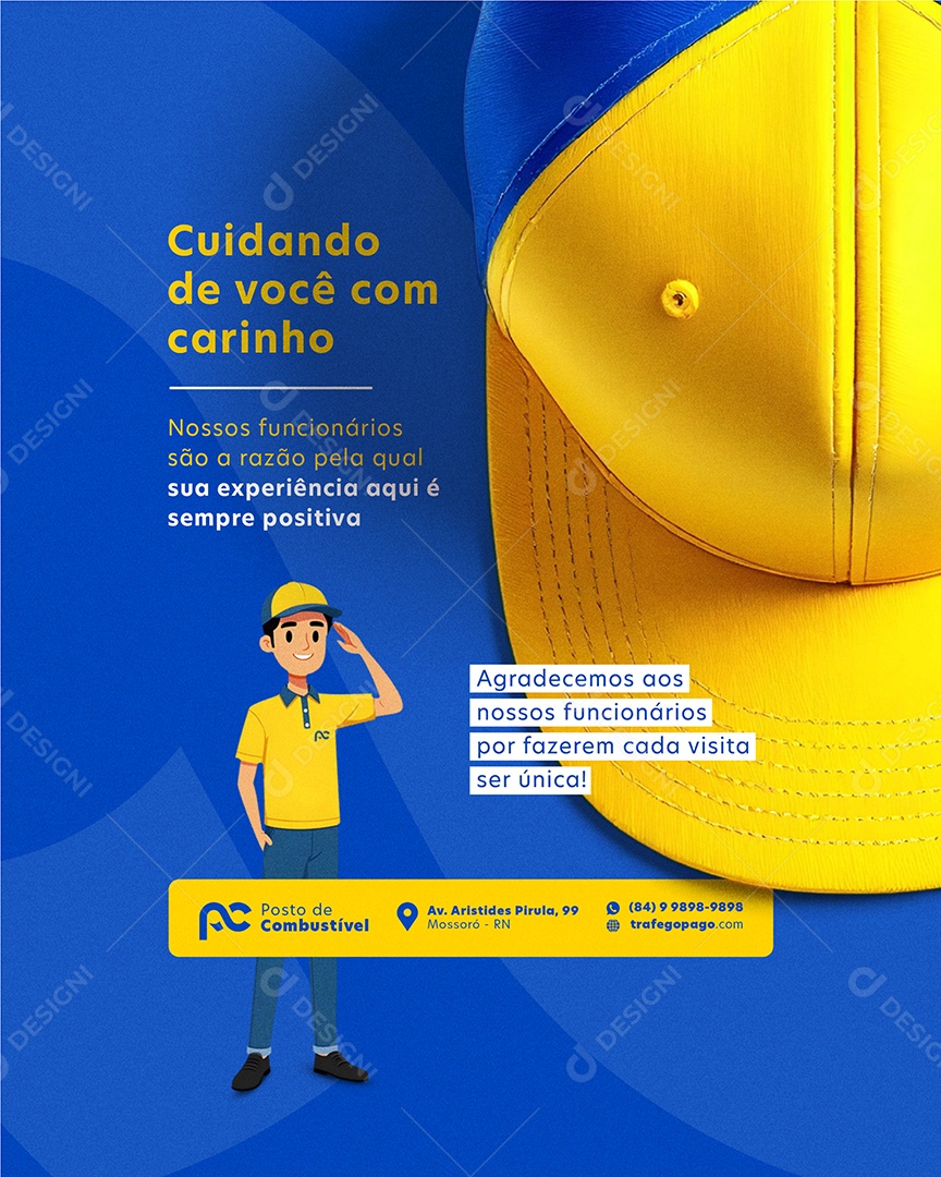 Posto de Combustivel Cuidando de Você Com Carinho Social Media PSD Editável