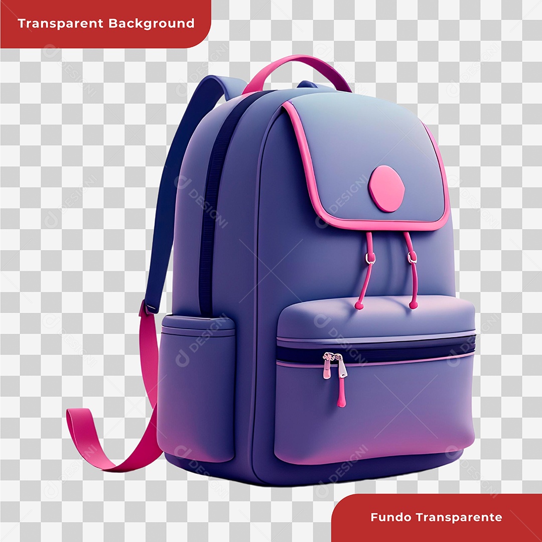 Mochila Escolar Elemento 3D Para Composição PSD