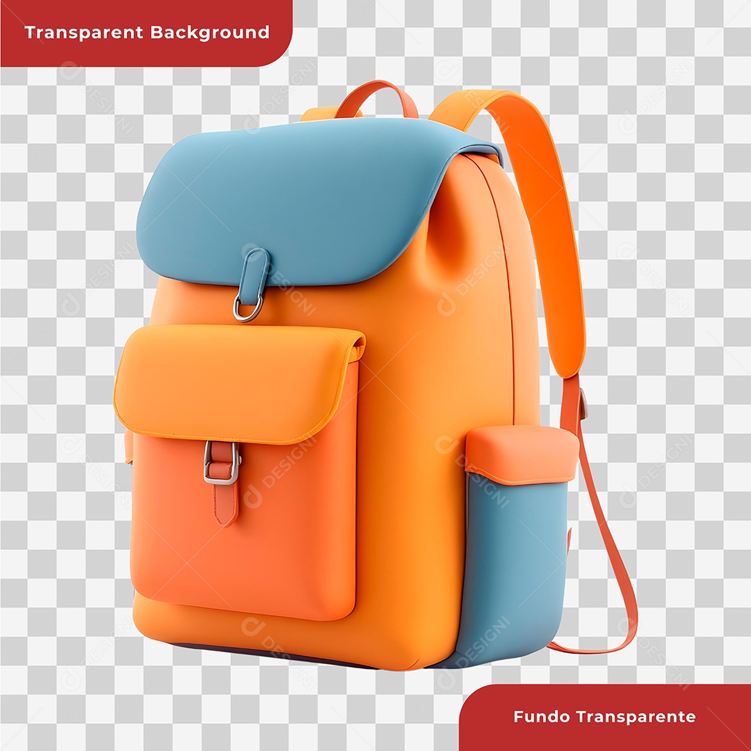 Mochila Escolar Elemento 3D Para Composição PSD