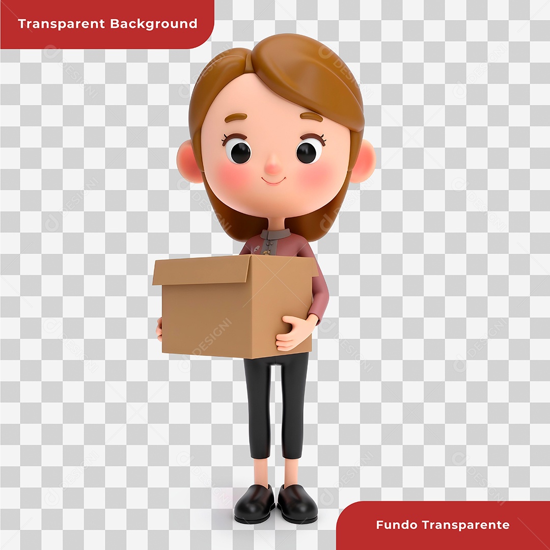 Personagem 3D Entregadora Composição PSD Editável