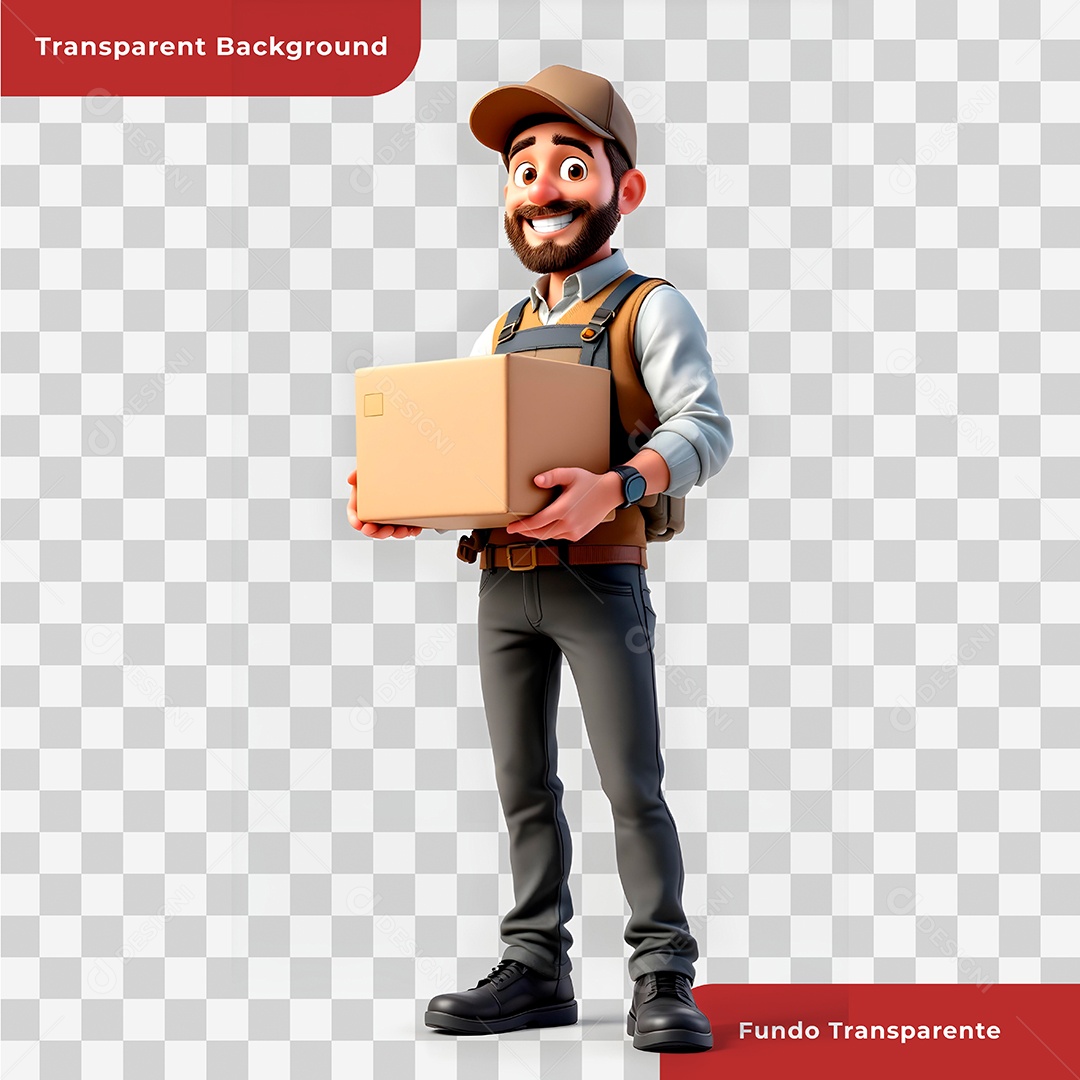Personagem 3D Entregador Composição PSD Editável