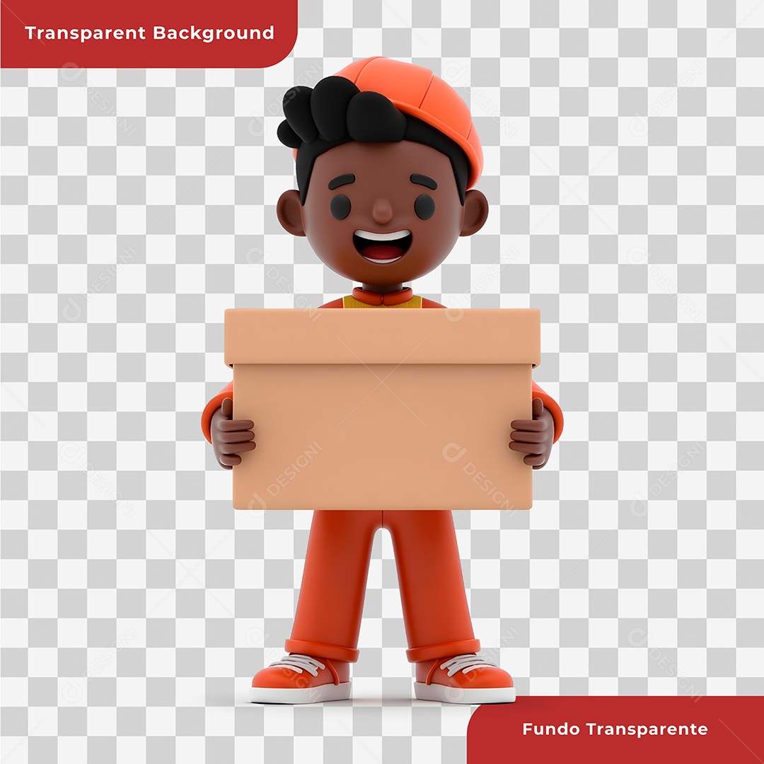 Personagem 3D Entregador Composição PSD Editável