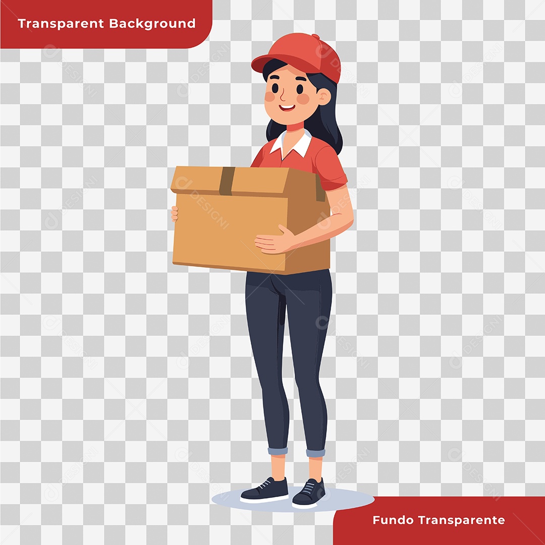 : Personagem 3D Entregadora Composição PSD Editável