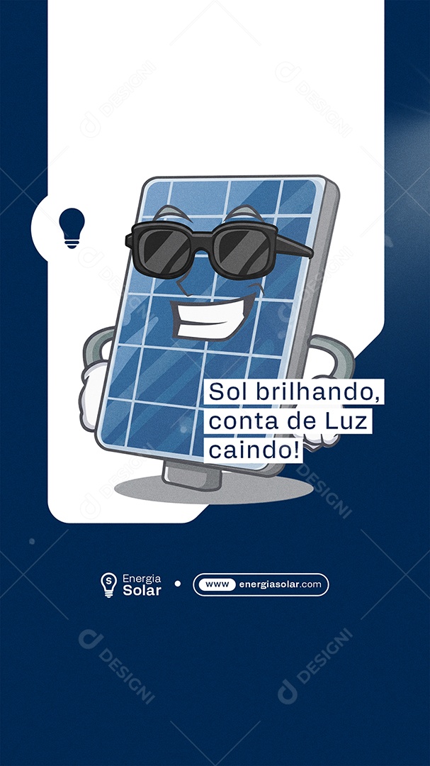 Story Energia Solar Sol Brilhando Conta de Luz Caindo Social Media PSD Editável