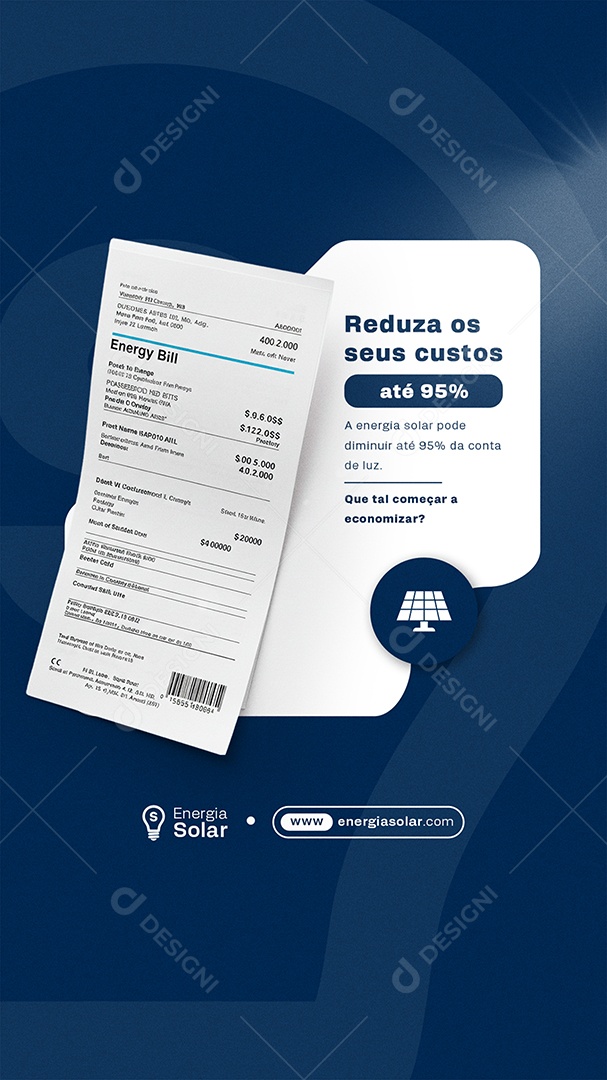 Story Energia Solar Reduza Os Seus Custos Social Media PSD Editável