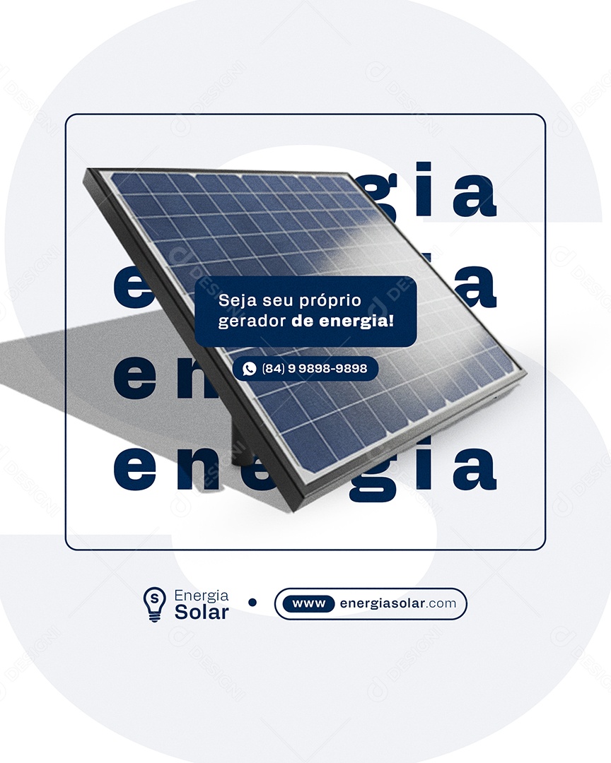 Energia Solar Seja Seu Próprio Gerador de Energia Social Media PSD Editável