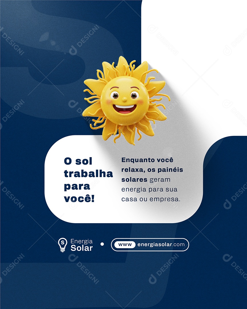 Energia Solar O Sol Trabalha Para Você Social Media PSD Editável