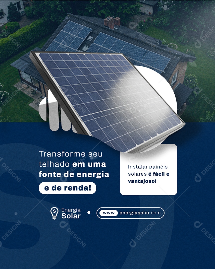 Energia Solar Transforme Seu Telhado Em Uma Fonte de Energia Social Media PSD Editável