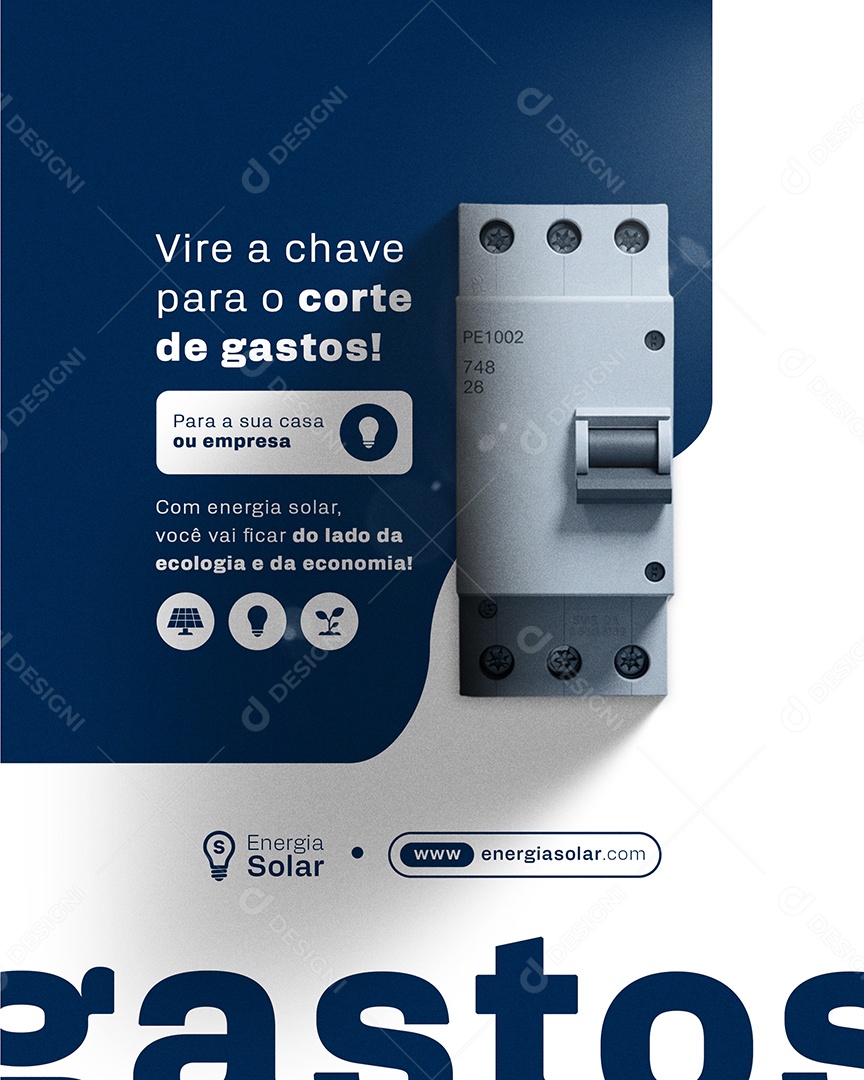 Energia Solar Vire A Chave Para o Corte de Gastos Social Media PSD Editável