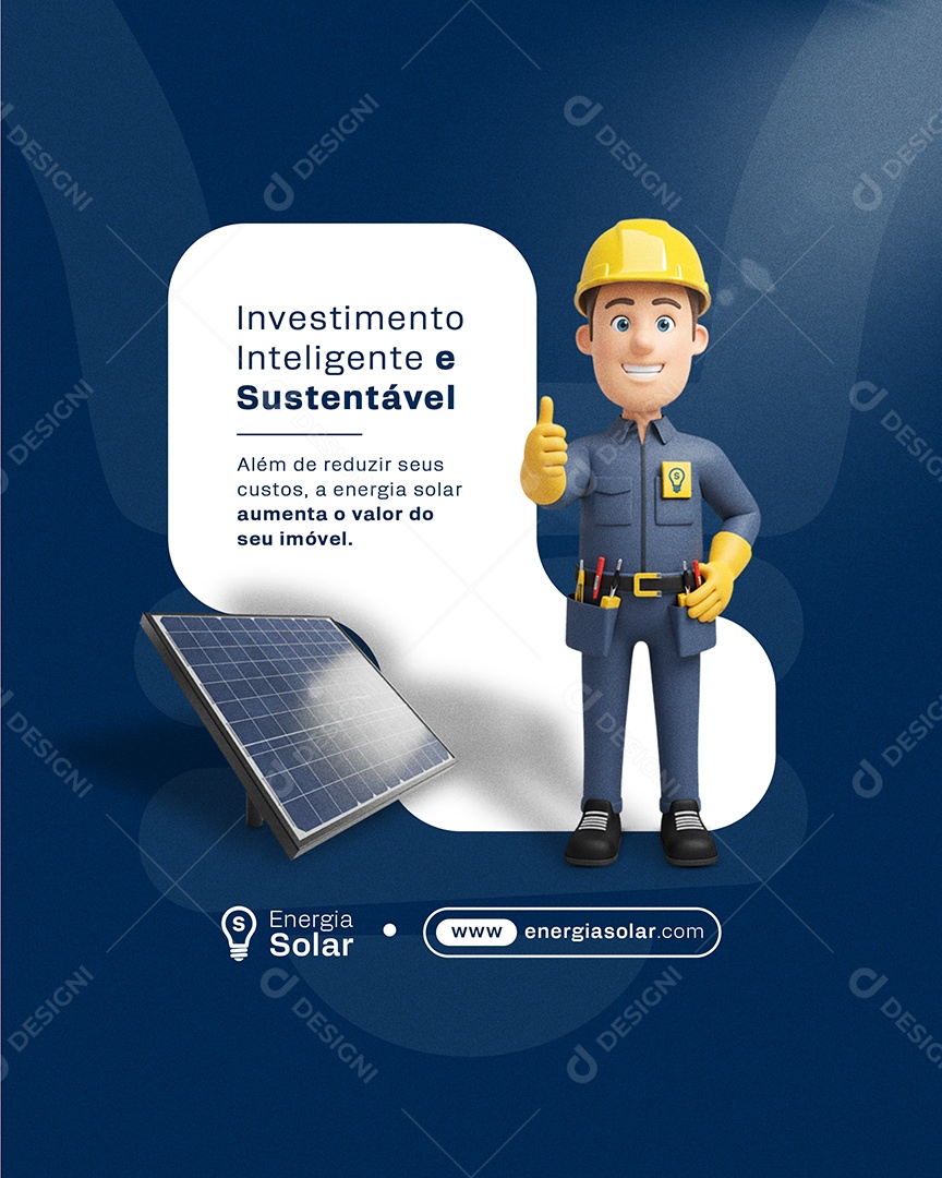 Energia Solar  Investimento Inteligente Social Media PSD Editável