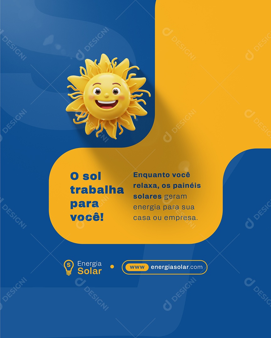 Energia Solar O Sol Trabalha Para Você Social Media PSD Editável