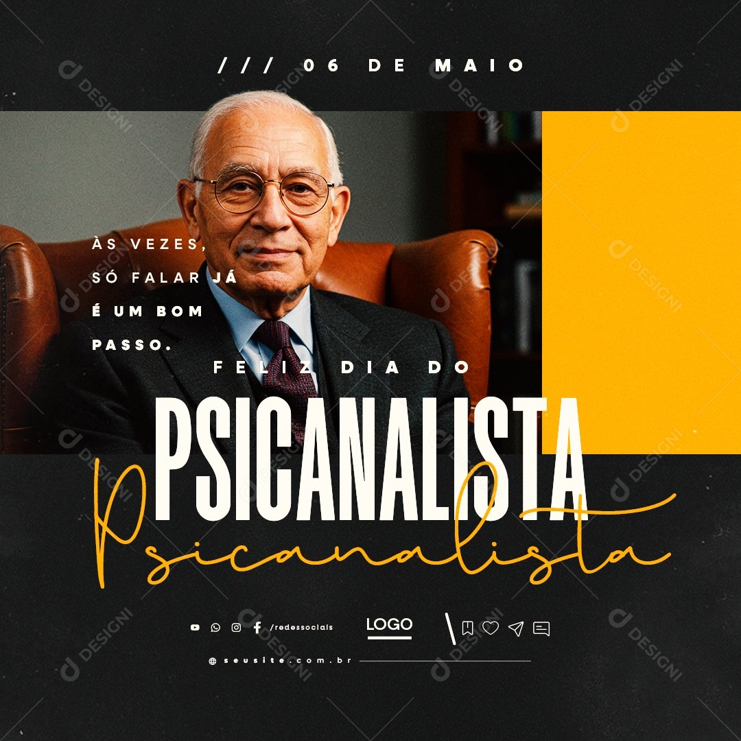 Feliz Dia do Psicanalista 06 de Maio Social Media PSD Editável