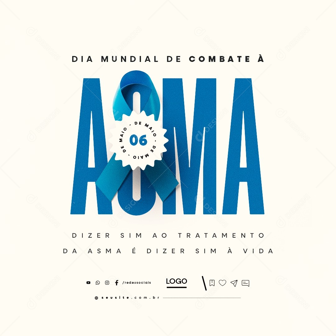 Dia Mundial de Combate à Asma 06 de Maio Social Media PSD Editável