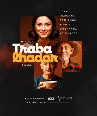 Dia Do Trabalhador 01 de Maio Social Media PSD Editável
