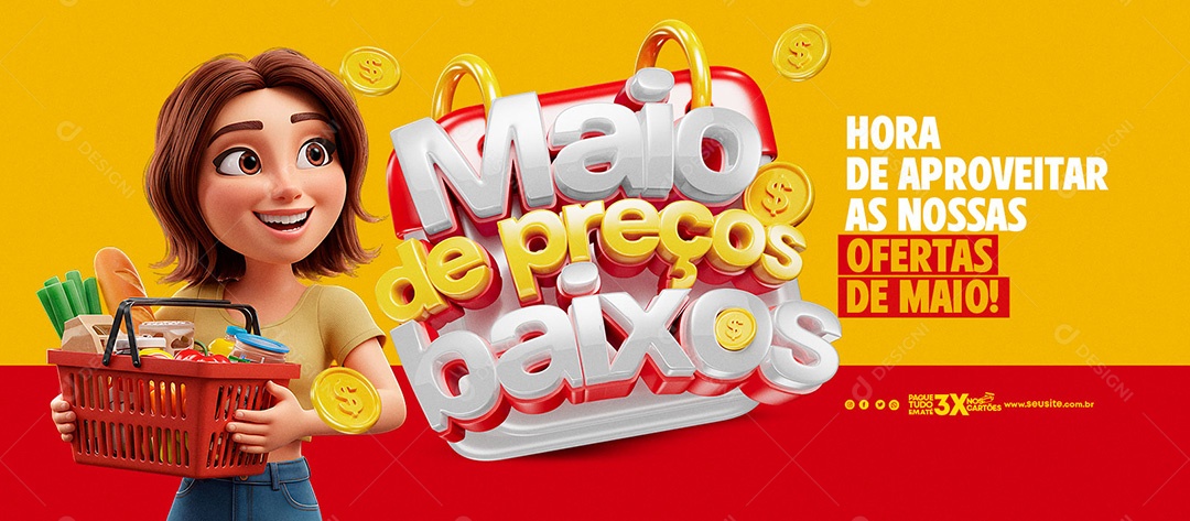 Banner Maio de Preços Baixos Social Media PSD Editável