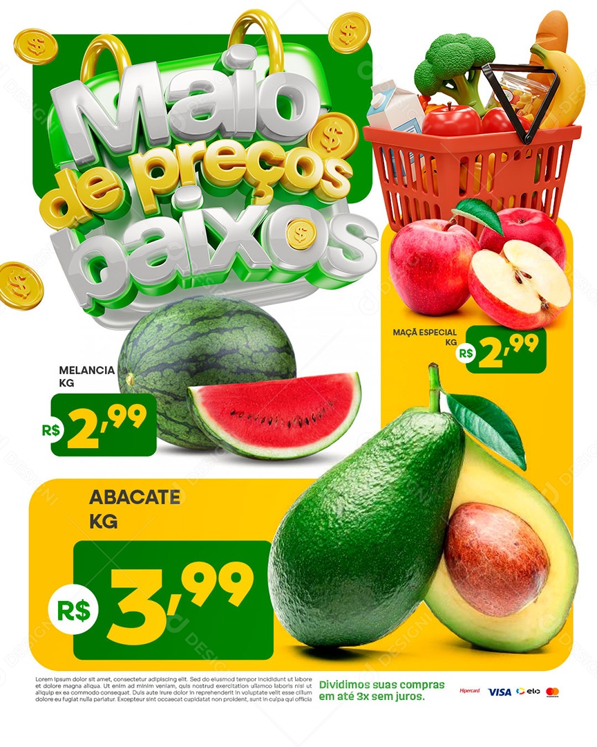 Encarte Maio de Preços Baixos Social Media PSD Editável