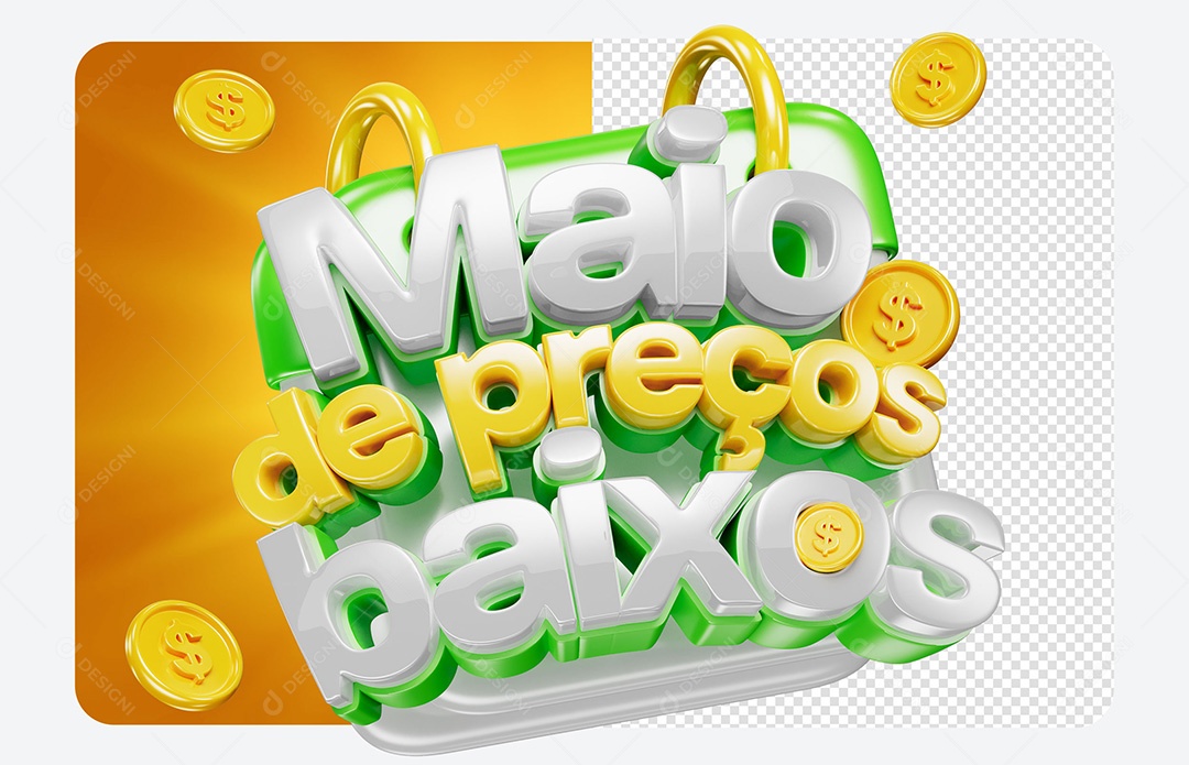 Selo 3D Maio de Preços Baixos Para Composição PSD