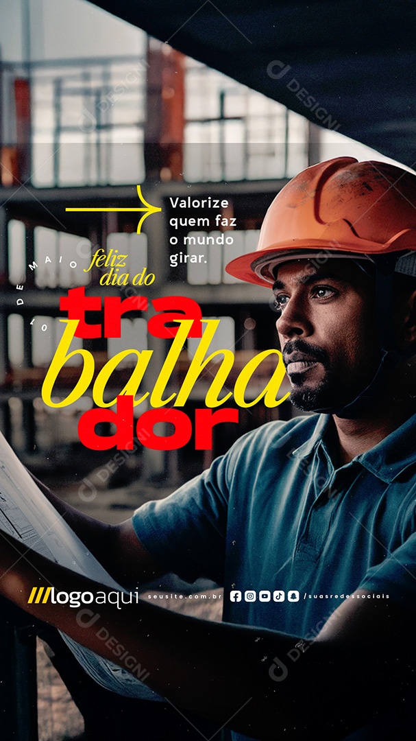 Story Feliz Dia Do Trabalhador 01 de Maio Social Media PSD Editável