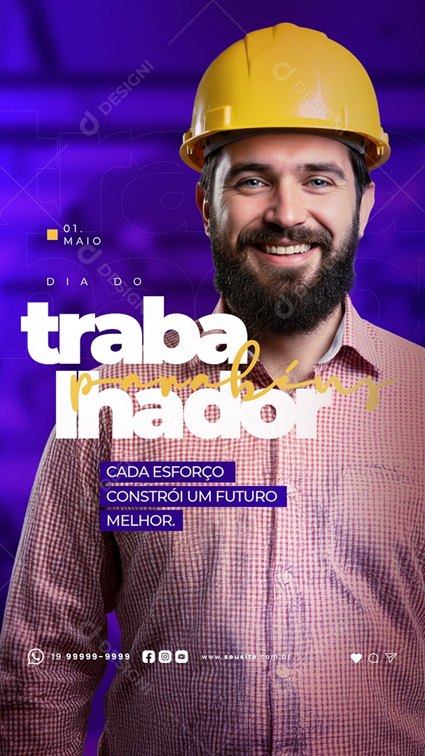 Story Dia Do Trabalhador 01 de Maio Parabéns Social Media PSD Editável