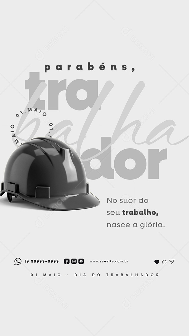 Story Dia Do Trabalhador 01 de Maio Parabéns Social Media PSD Editável