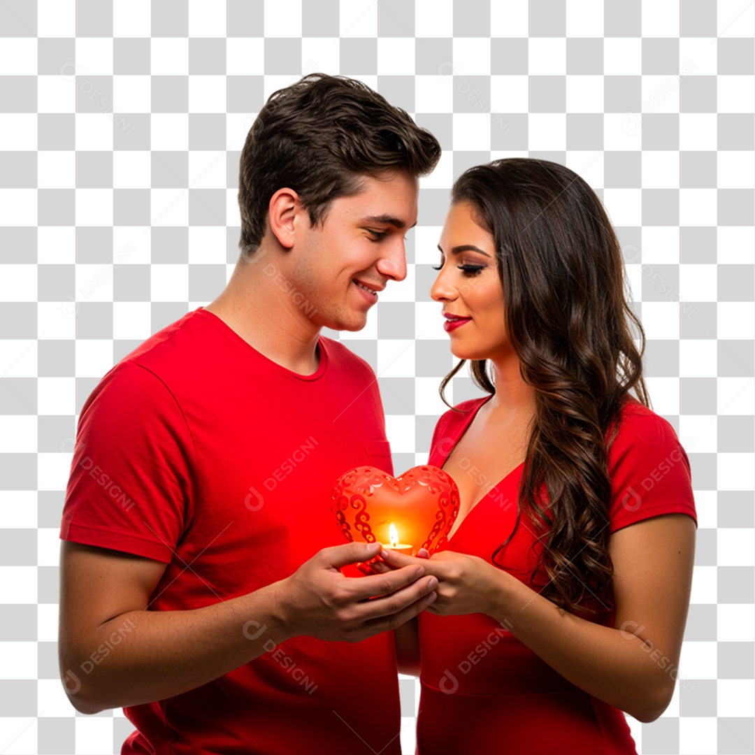 Casal Segurando Coração PNG Transparente